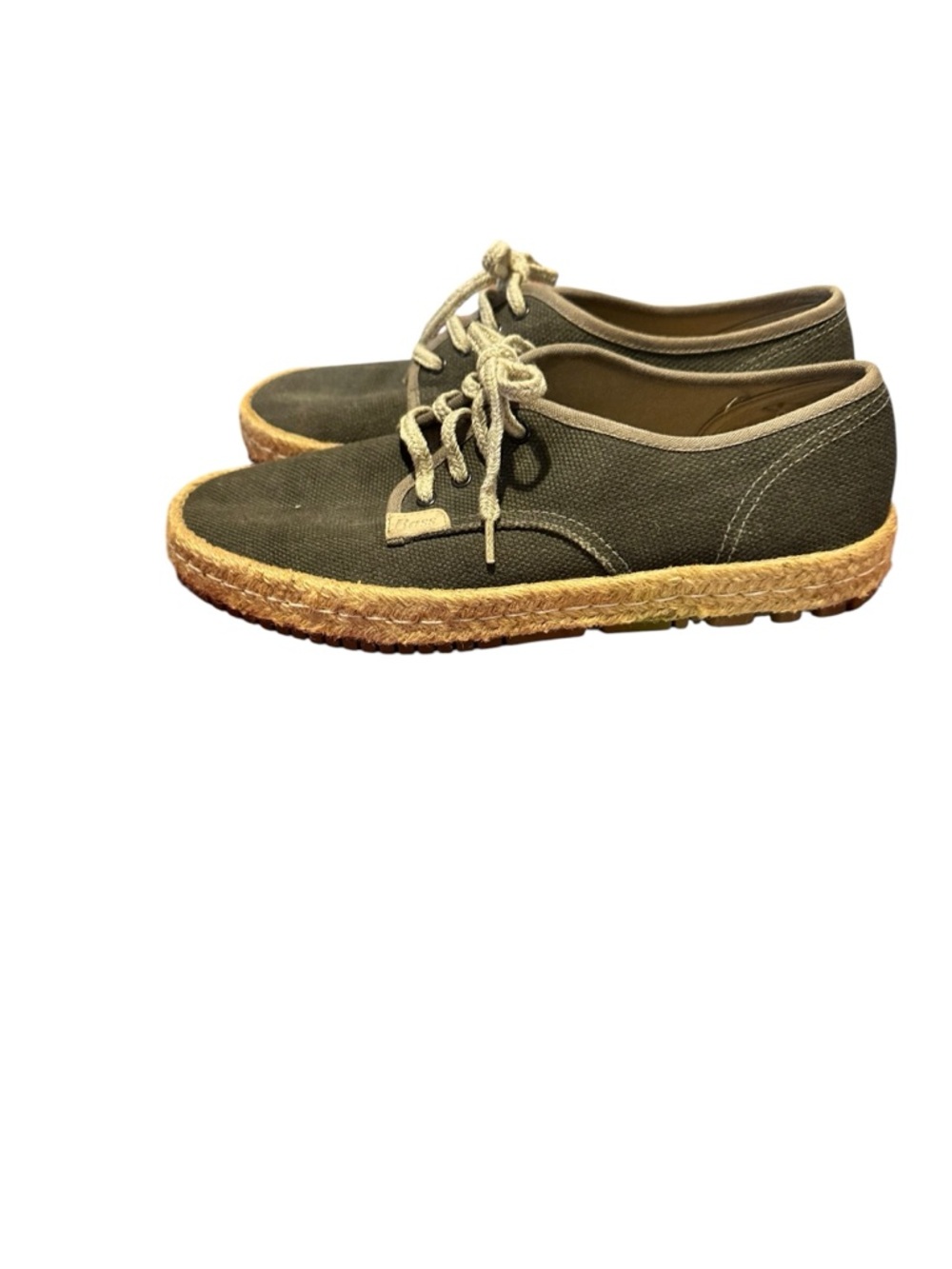 Canvas Espadrille Sneakers in Olive Green Size 11